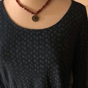 Peruvian Dress in Blue with white little trees & pockets. Large